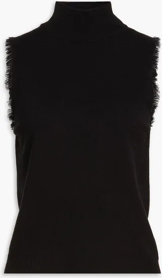 Frayed cashmere turtleneck vest