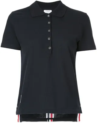 Stripe-Trim Polo Top