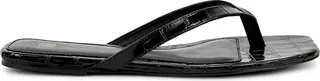 Totême The Flip Flop Black Crocodile-effect Leather Sandals