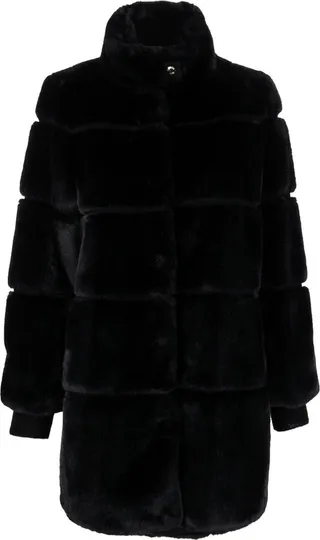 Button-Front Faux-Fur Coat