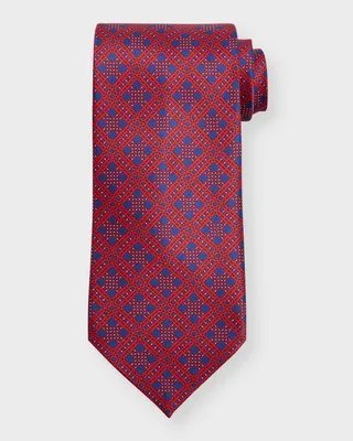 Men's Geometric-Print Silk Tie
