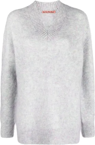 brushed-finish V-neck jumper