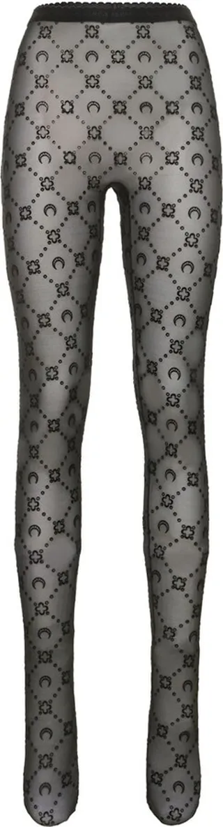 Monogram flocked sheer mesh tights