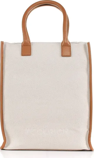 Bag In Canvas With Contrast Profile In Leather