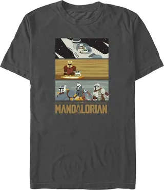 Men's Star Wars: The Mandalorian Animated Scenes T-Shirt - Charcoal - 2X Large