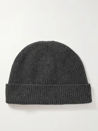 Ribbed Recycled-Cashmere Beanie