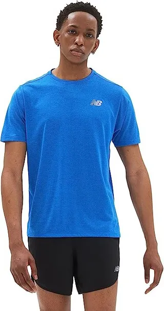 New Balance Impact Run Short Sleeve (Cobalt Heather) Men's Clothing