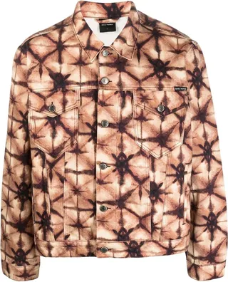 Tie-Dye Print Denim Jacket