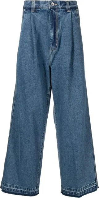 Darted Wide-Leg Jeans