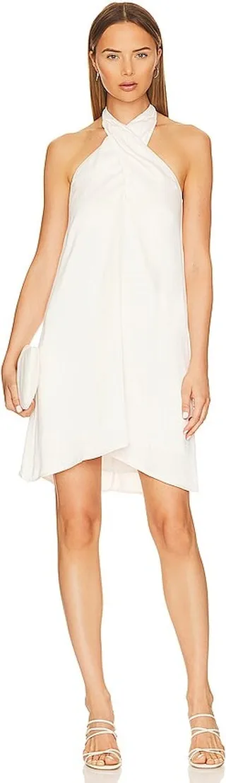 Black High Neck Halter Mini Dress