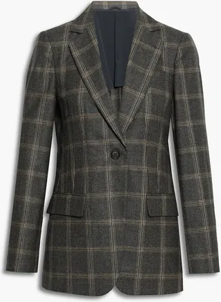 Checked wool blazer