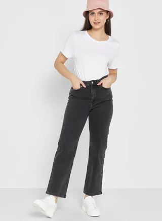 High Waist Straight Jeans