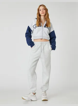 Crop Zipper Detail Varsity Hoodie