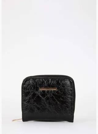 Zippered Faux Leather Wallet