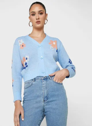 Floral Intarsia Cardigan