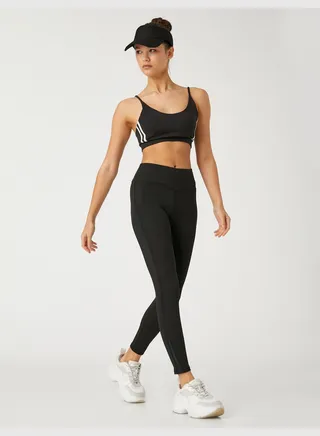 Sport Leggings Mesh Detail Side Stitch Detail