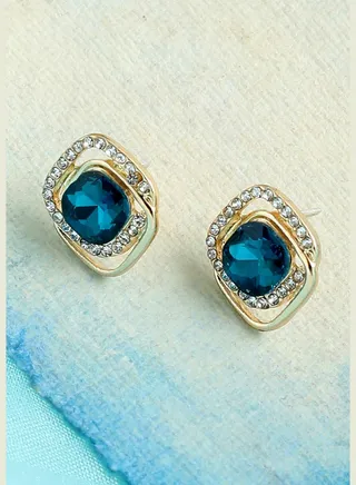 Gold Plated Party Designer Stone Drop Earring For Women