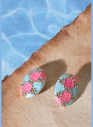 Gold Plated Party Designer Stone Stud For Women