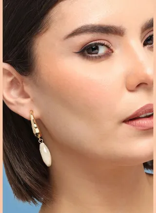 Gold Plated Party Designer Stone Drop Earring For Women