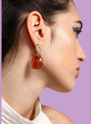 Gold Plated Party Designer Stone Drop Earring For Women