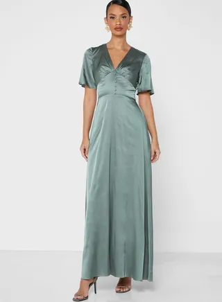 Flutter Sleeve V-Neck Dress