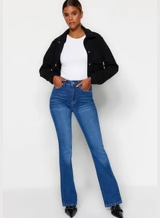 Blue High Waist Flare Jeans TWOAW24JE00072