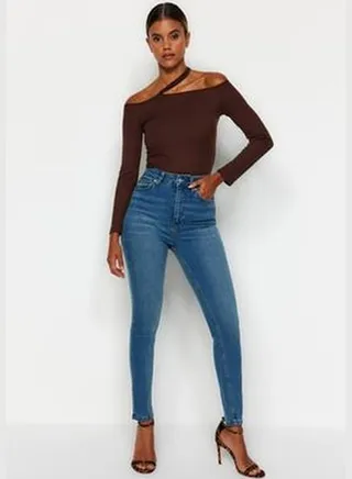 Blue High Waist Skinny Jeans TWOAW21JE0517
