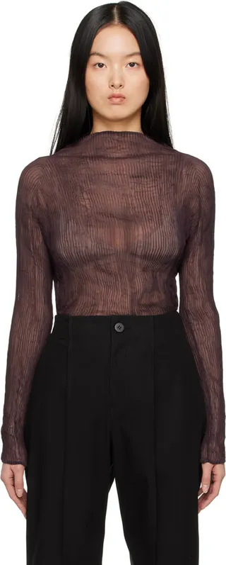 Issey Miyake Purple Chiffon Twist 1 Turtleneck
