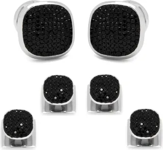 Black Pave Crystal Shirt Studs & Cuff Links