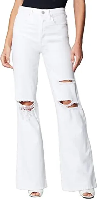 [BLANKNYC] Womens Ripped Knee Distressed White High Rise Jeans