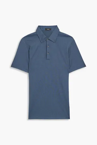 Jacquard-knit cotton-blend polo shirt