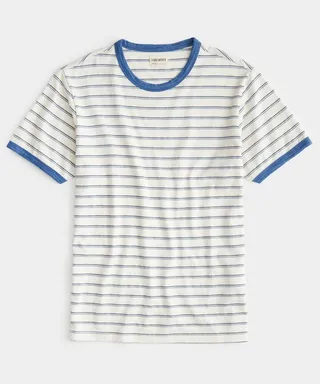 Jacquard Stripe Indigo Ringer Tee