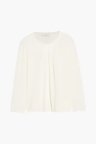 Leandreus pleated washed-silk blouse
