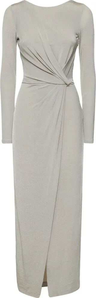 Open back draped jersey long dress