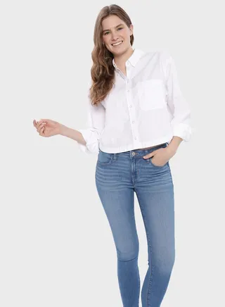 Button Down Crop Shirt