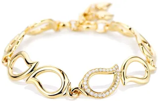 18k Gold Diamond Leaf-Link Bracelet