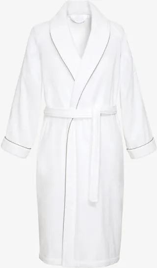Womens Pierre Idole Piped-trim Cotton-terry Bath Robe