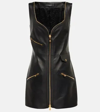 Leather zip minidress
