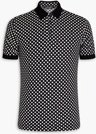 Slim-fit polka-dot cotton-piqué polo shirt