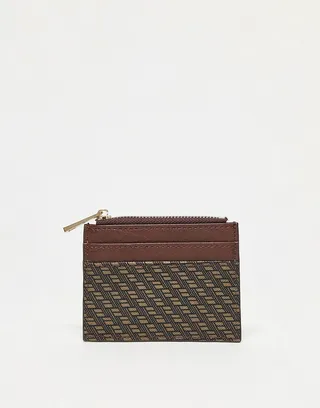 ASOS DESIGN 90s monogram cardholder in brown