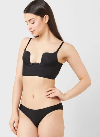 Solid Push Up Bra & Bikini Brief Set