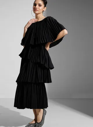 Ruffle Plisse Dress