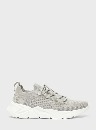 Textured Lace-Up Sneakers