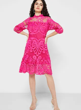 Schifflli Dress With Cut Out Detail
