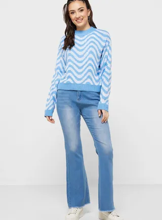 Wide Leg Jeans With Raw Hem