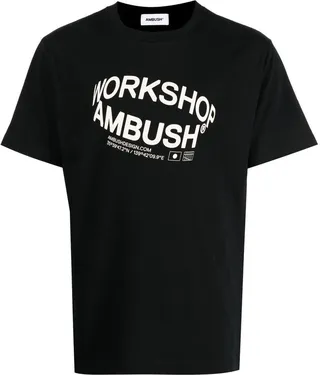 Black Revolve Logo Print Cotton T-Shirt