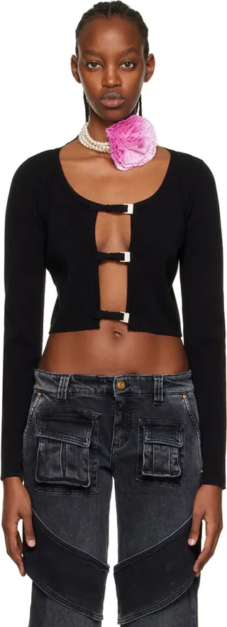 Blumarine Black Crystal Cardigan