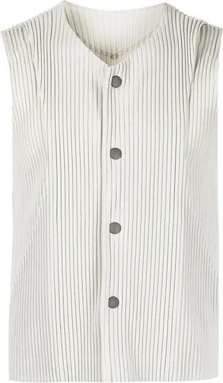 Plissé-Pleat Layered Waistcoat