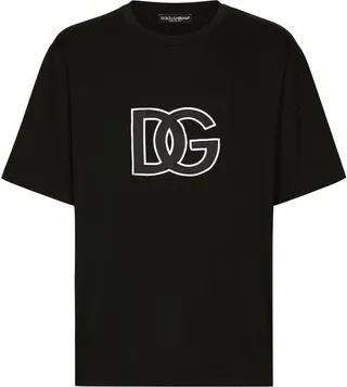 Black Logo Patch Cotton T-Shirt