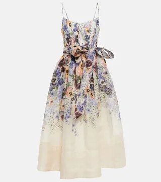 Tama floral linen and silk midi dress